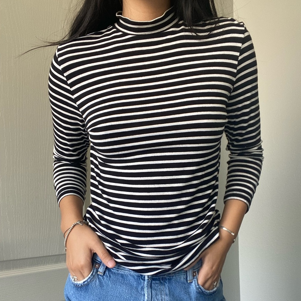 h&m striped mock neck